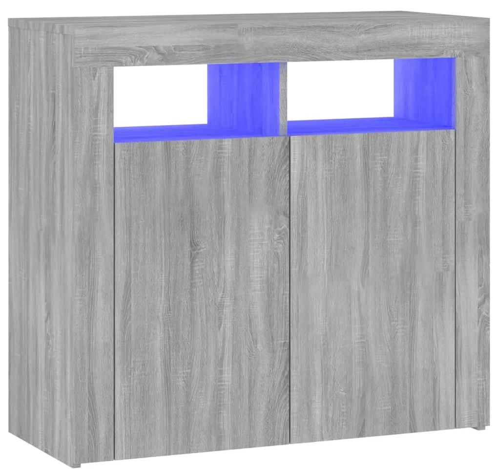 815730 vidaXL Dulap cu lumini LED, gri sonoma, 80x35x75 cm
