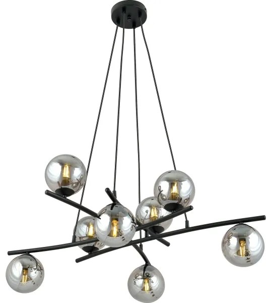 Lustră pe cablu ESSA 8xE14/10W/230V negru/fumuriu