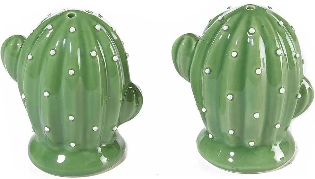 Set solnita pipernita din ceramica Cactus verde inchis