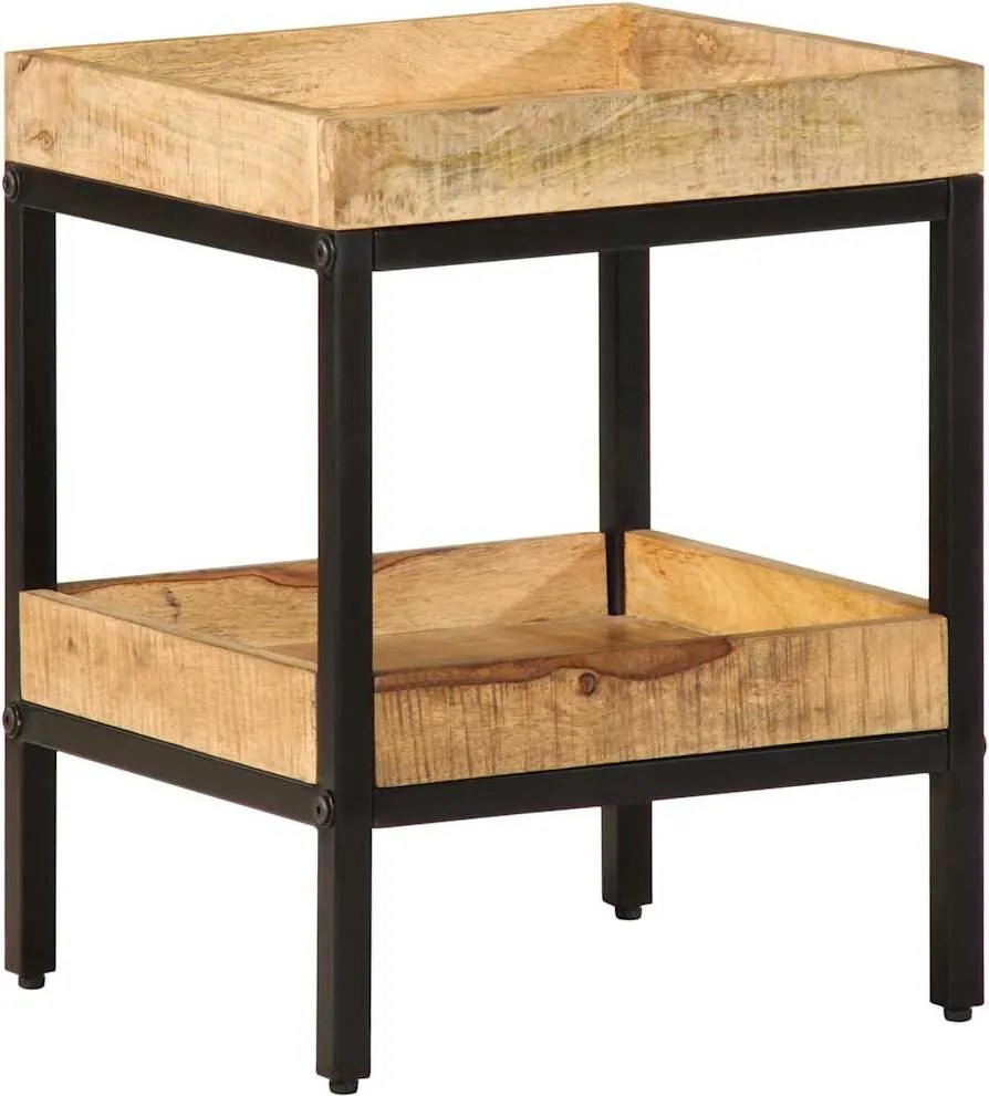 vidaXL Masă laterală cu raft Maro 35 x 35 x 45 cm Lemn de mango solid