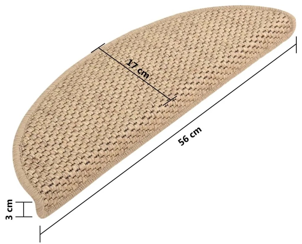 Covorase scari autoadezive 15 buc. nisipiu 56x20cm aspect sisal 15, Nisip, 56 x 20 cm
