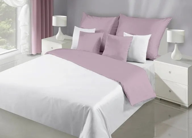 Lenjerie de pat elegantă cu două fețe, alb-violet 3 părți: 1buc 200 cmx220 + 2buc 70 cmx80