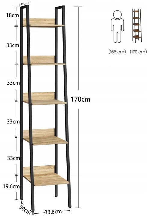 Raft TAYLOR SONOMA 5 polite, 170x33,8cm