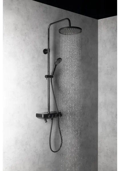 Set de duș cu baterie și baterie mini suplimentară Aqualine FARRAO negru mat