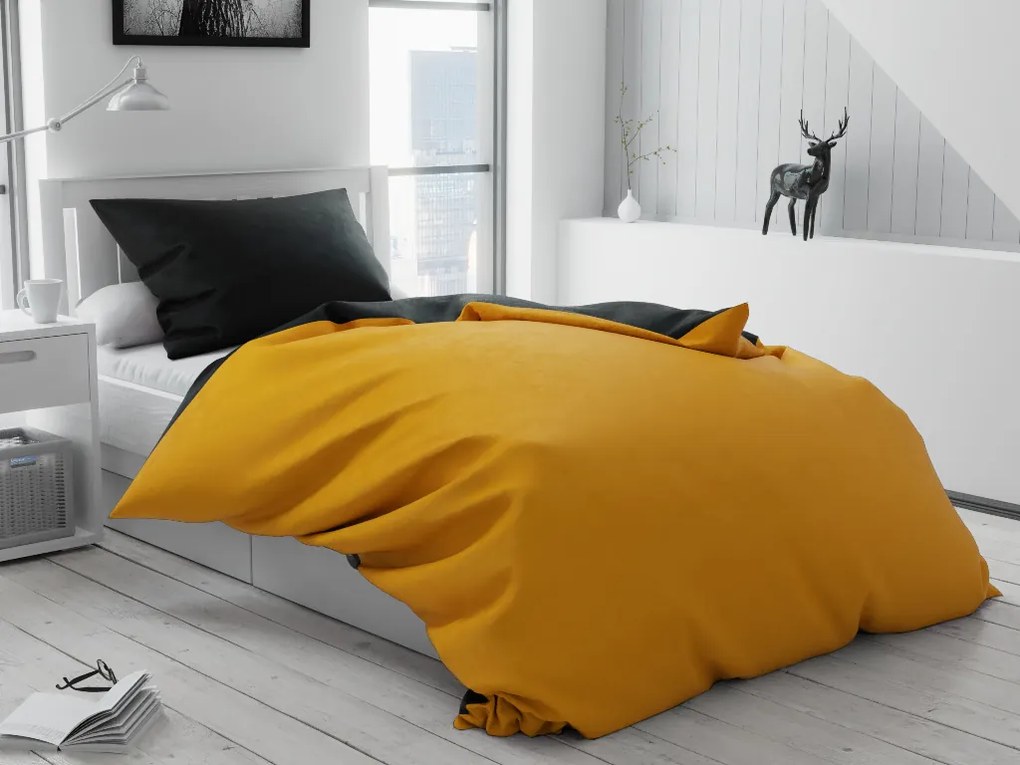 Lenjerie de pat bumbac Duo galbenă