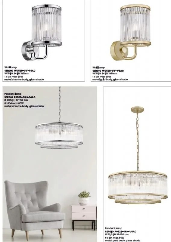 Aplica de perete eleganta design modern SERGIO auriu H-57cm