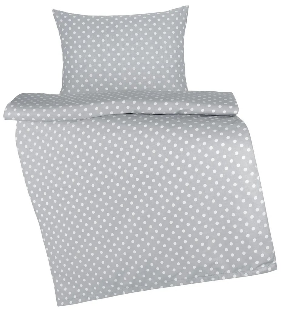 Lenjerie de pat din bumbac pentru copii Bellatex Agata Polka dots gri, 90 x 135 cm, 45 x 60 cm