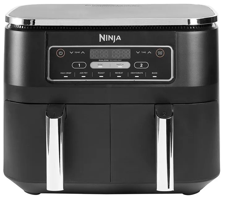 Friteuza cu aer cald Ninja AF300EU, 2470W, 7.6 L, 6 programe, 2 zone de gatit independent, Negru