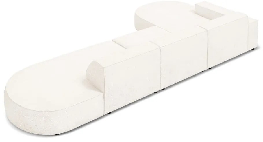 Colțar bej cu tapițerie bouclé (pe partea stângă) Jodie – Micadoni Home