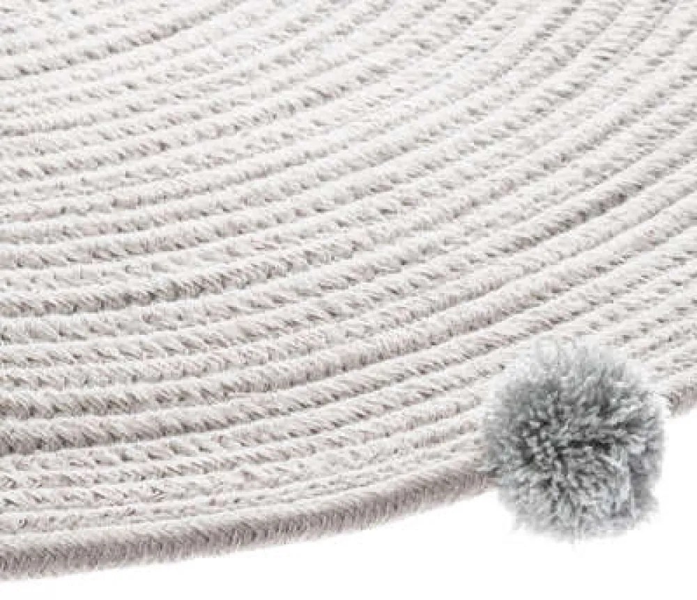 Covor rotund gri cu poane POME 90 cm
