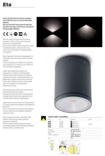 Redo 9596 - Aplică LED de exterior ETA, 6W, 230V, 3000K, IP54, maro