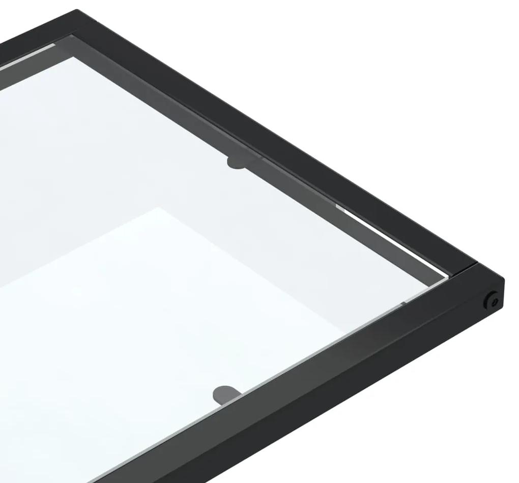 Masa laterala de calculator, transparent, 50x35x65 cm, sticla 1, negru si transparent