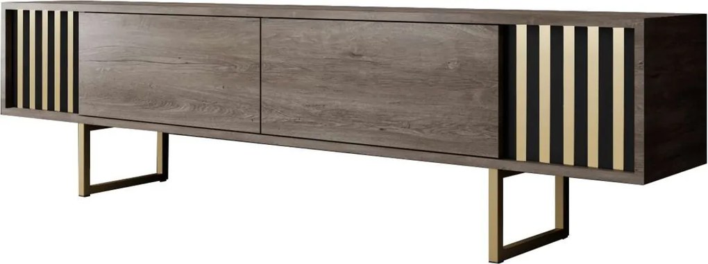 Comoda TV, Hanah Home, Gold Line, 180x30x48 cm, Nuc / Aur