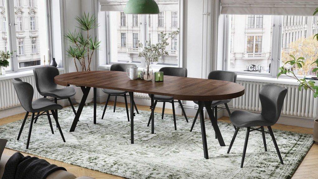 MAZZONI EXPORT ALTEA Piele ecologică Neagră (Gri închis)/picioare negre - SCAUN MODERN PENTRU LIVING/SUFRAGERIE/BUCĂTĂRIE/BIROU
