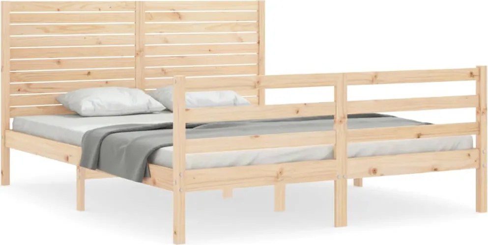 vidaXL Cadru de pat cu tăblie, 160x200 cm, lemn masiv
