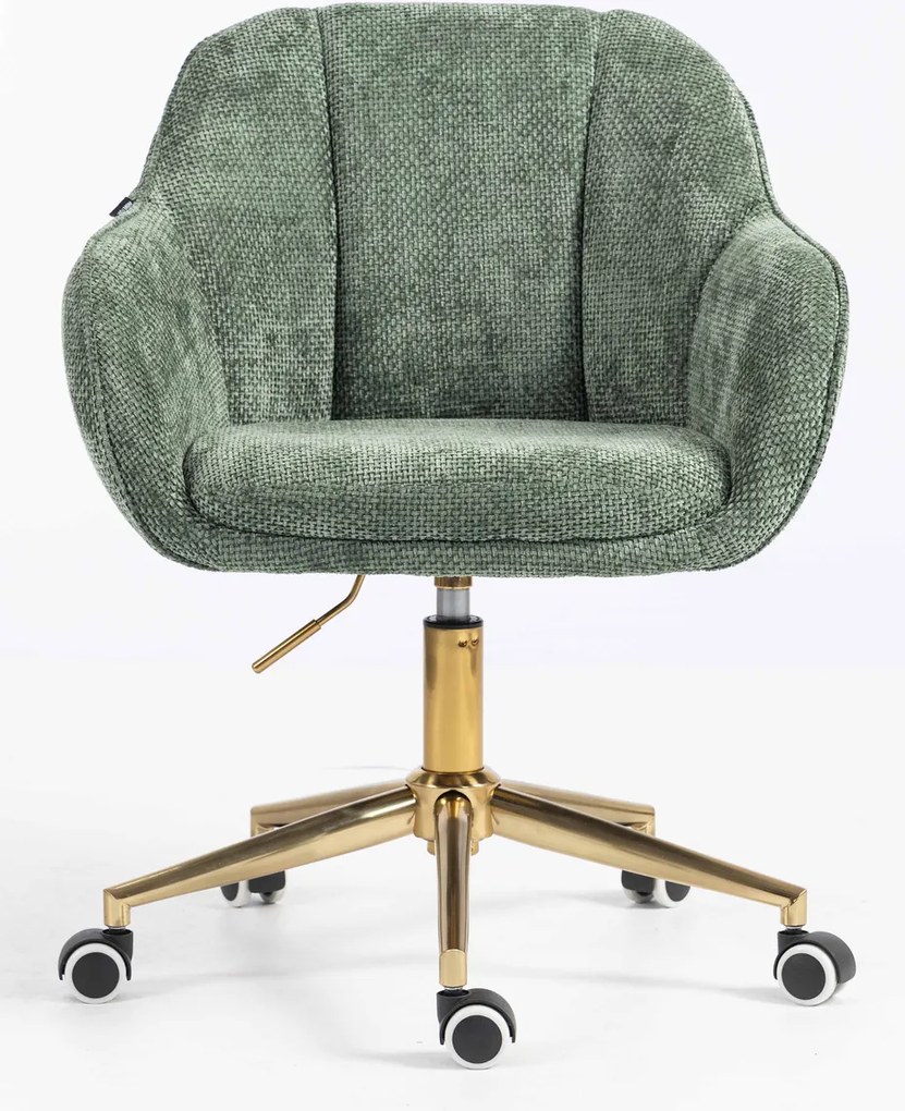 HR2055K Scaun Verde Salvie Grid Premium cu Bază Aurie