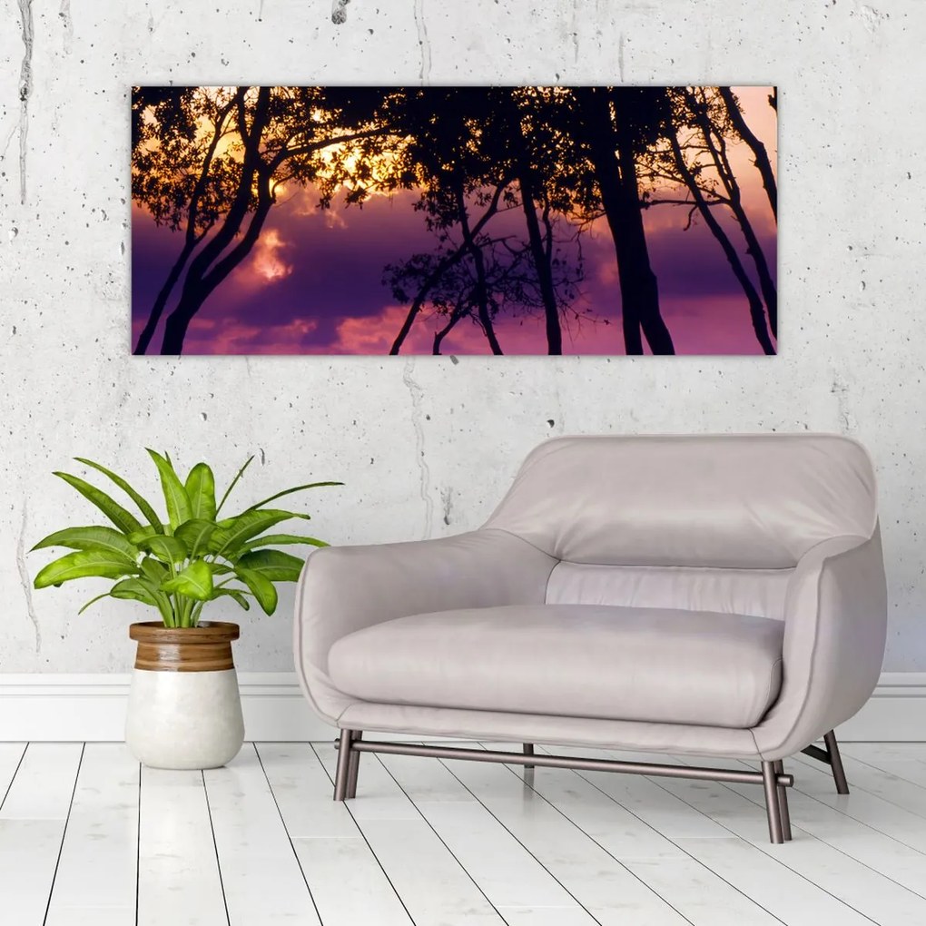 Tablou - Copaci la apus de soare (120x50 cm)