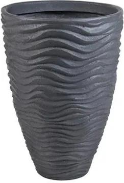 Ghiveci negru Wave Stonecast Black H36xØ25cm | PRIMERA COLLECTION