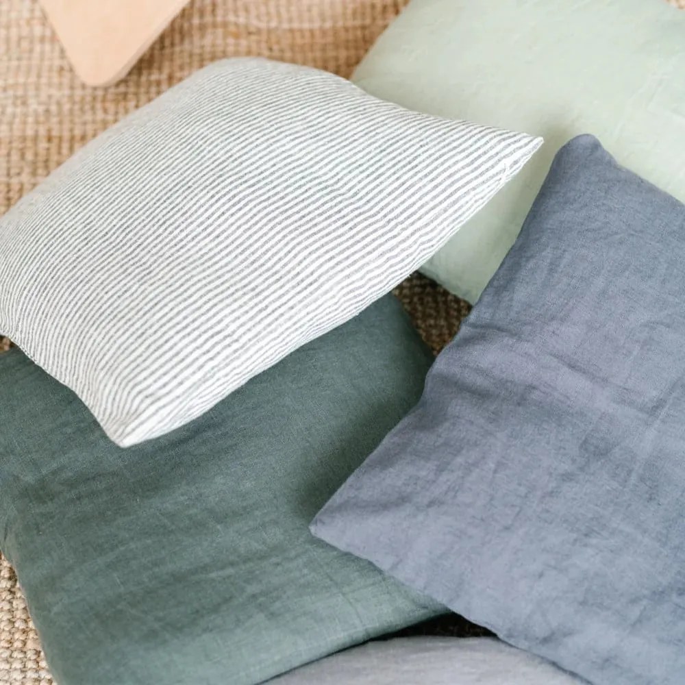 Față de pernă alb-negru din in 70x90 cm - Linen Tales