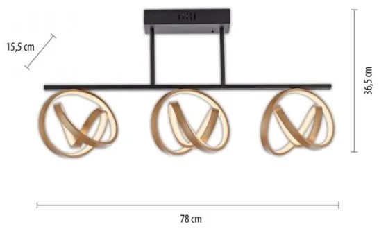 Lustră LED aplicată JUST LIGHT. 6245-18 LOOP 3xLED/11W/230V 2700-5000K + telecomandă
