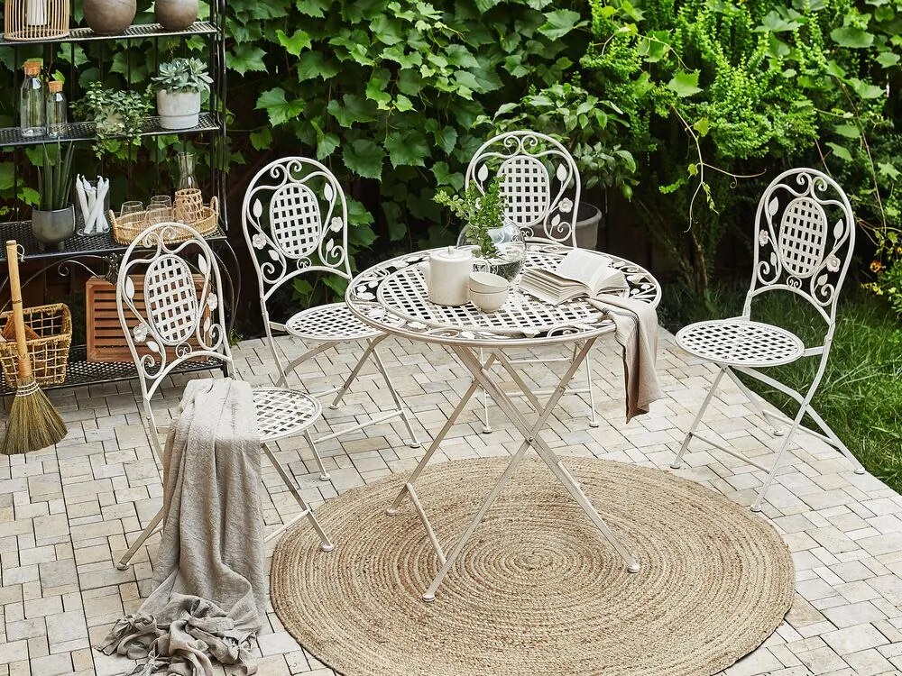 Set mobilier de grădină Basilia (alb crem) (pentru 4 persoane). 1035690
