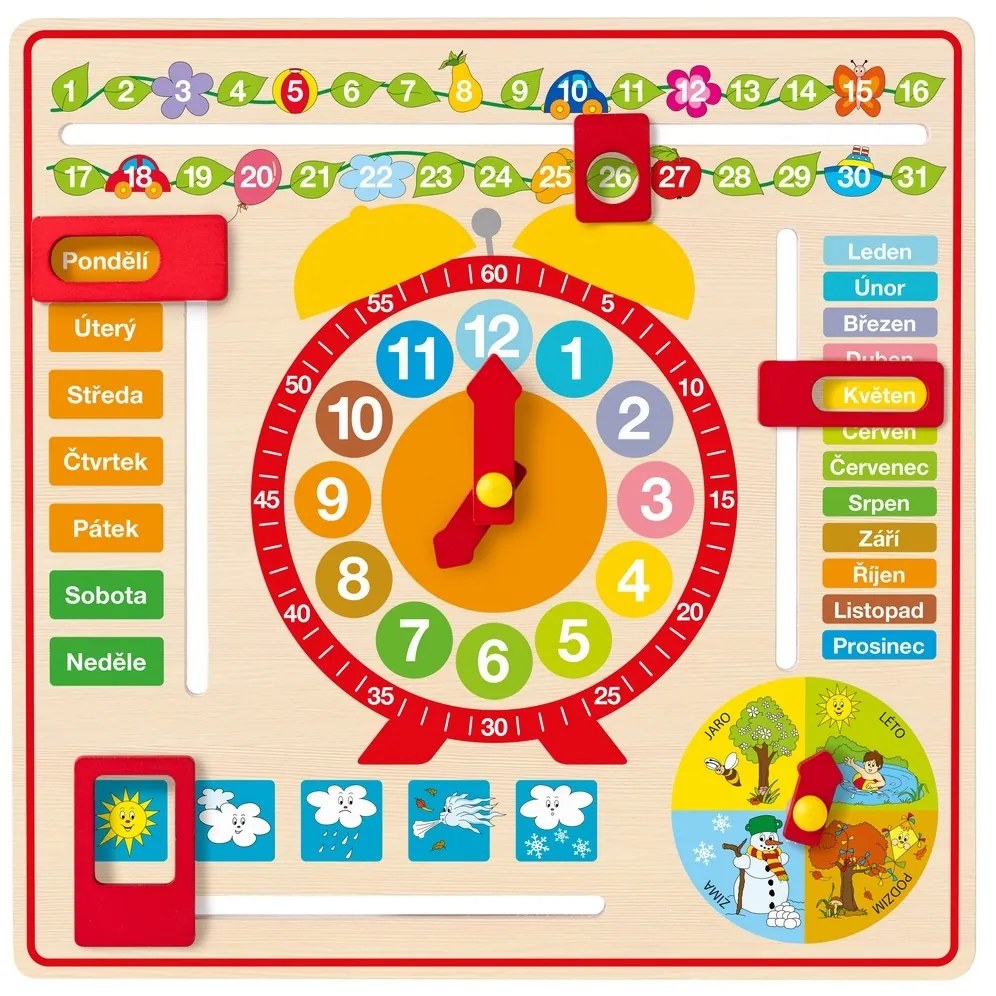 Woody Calendar multifuncțional cu ceas, 36 x 36 cm