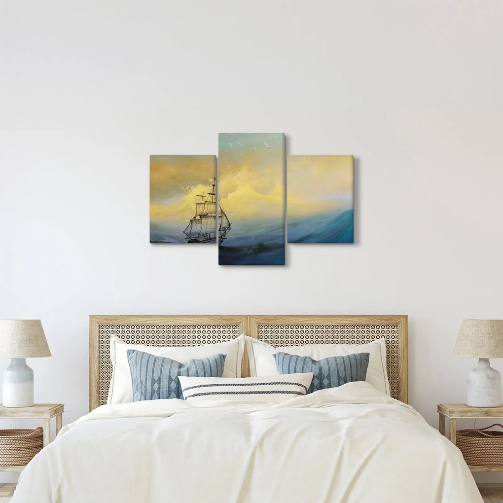 Tablou - Pictură barcă pe mare (90x60 cm)