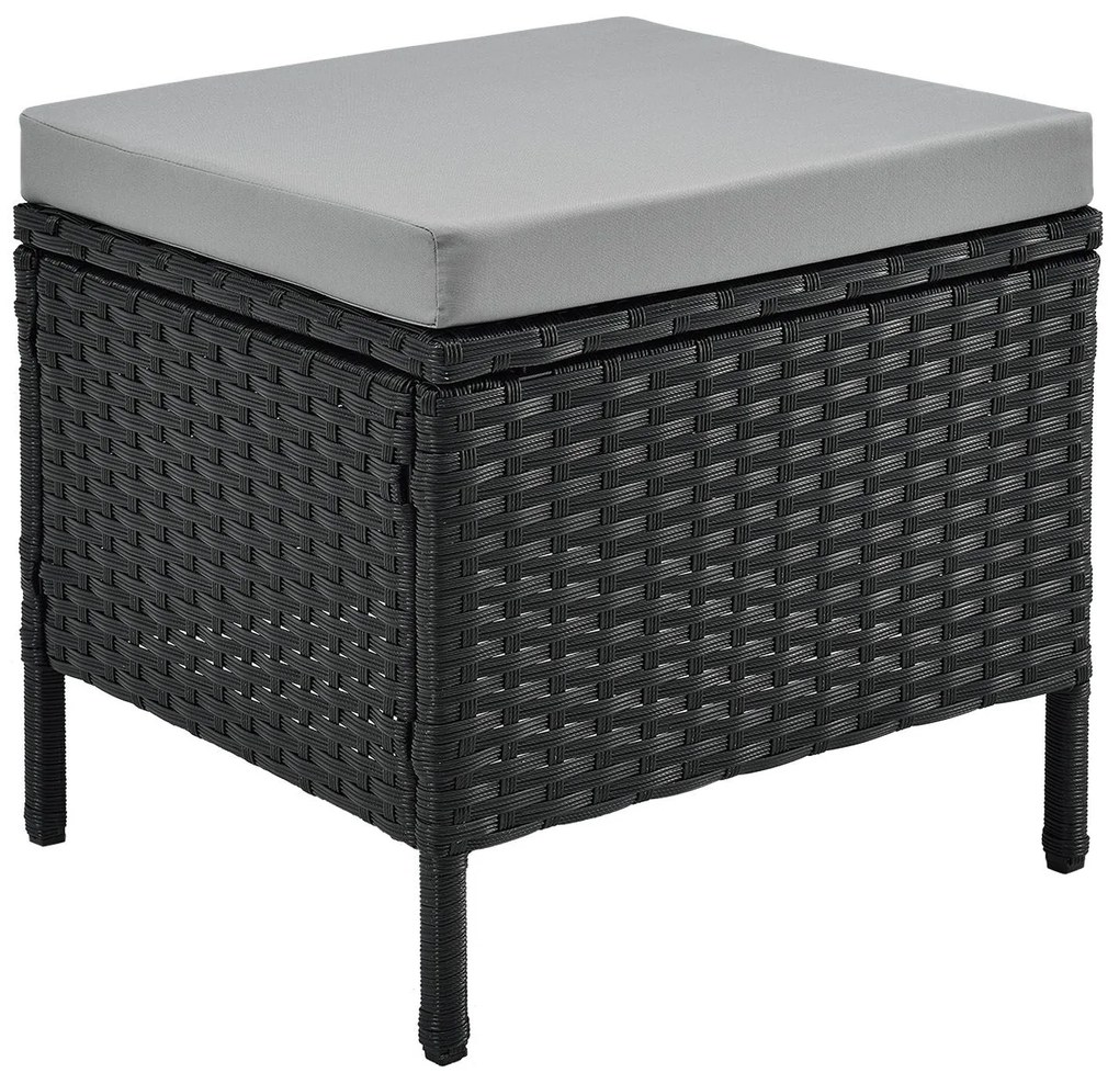 Juskys Set ratan de gradina Manacor - perne negre, gri