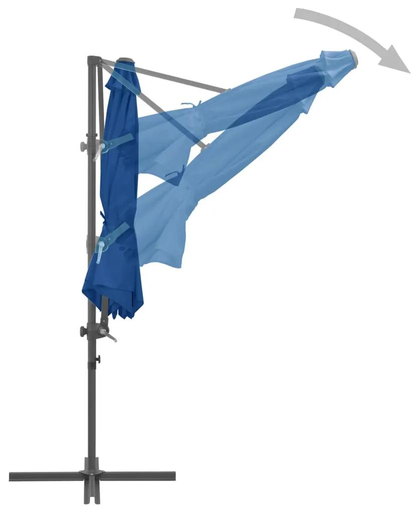 Umbrela in consola cu stalp din otel, albastru azuriu, 300 cm Albastru, 300 x 255 cm