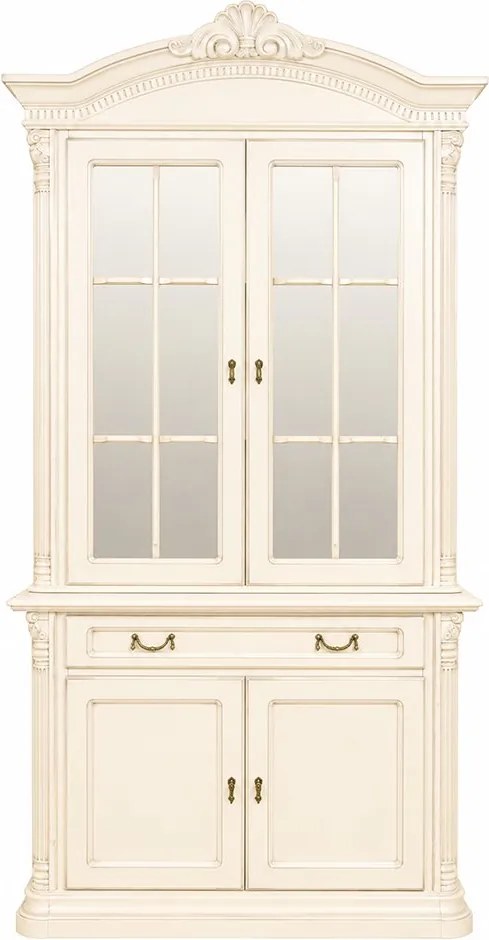 Bufet lemn masiv Briston cu Vitrină 2 Uși Briston, 117,5 × 51.3 × 230 cm