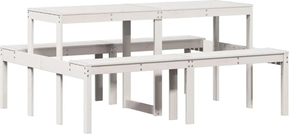 vidaXL Masă de picnic, alb, 160x134x75 cm, lemn masiv de pin