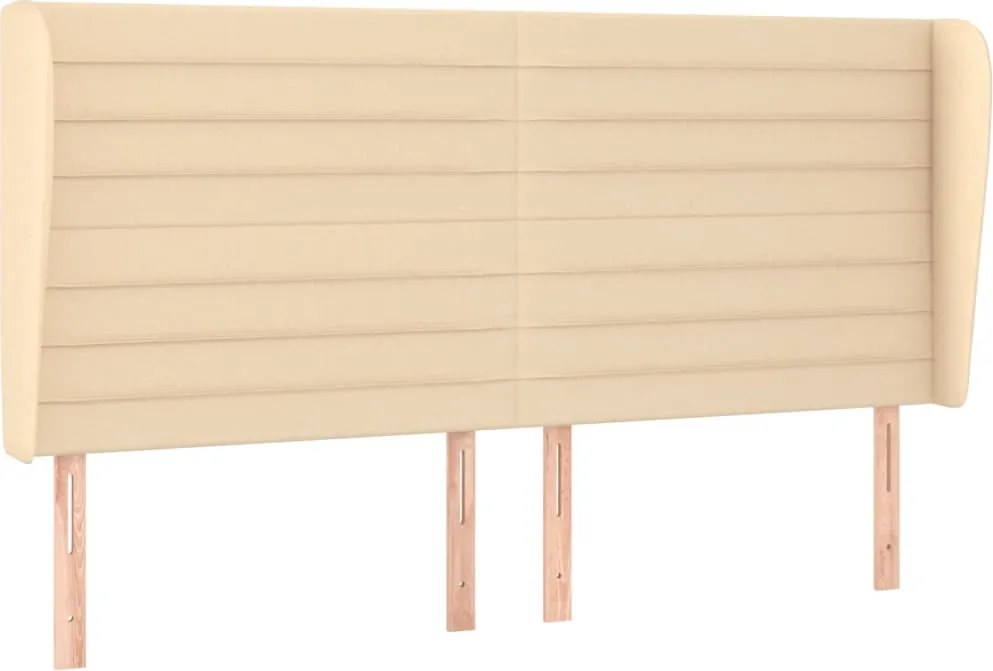 vidaXL Tăblie de pat cu aripioare, crem, 183x23x118/128 cm, textil