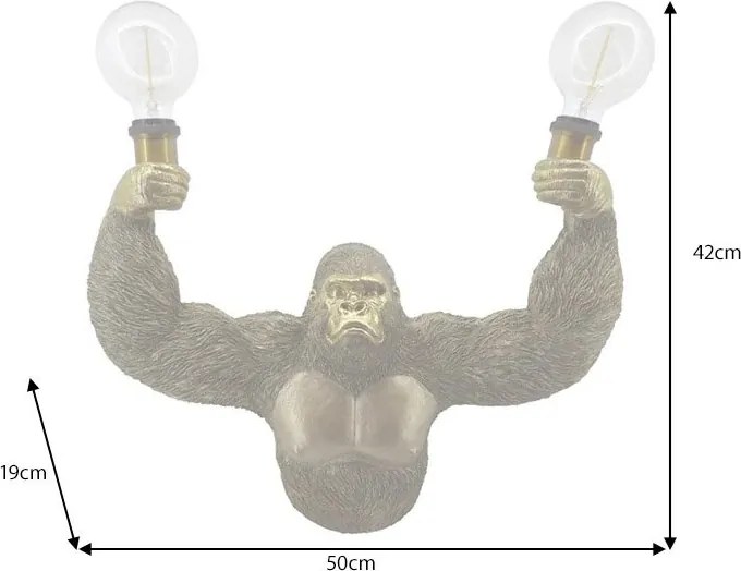 Aplica de perete KING APE 50cm sculptura maimuta aurie