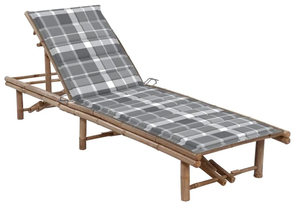 vidaXL Șezlong de grădină cu pernă, bambus