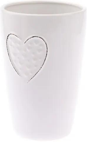 Vază din ceramică Dakls Hearts Dots, înălțime 18,3 cm, alb