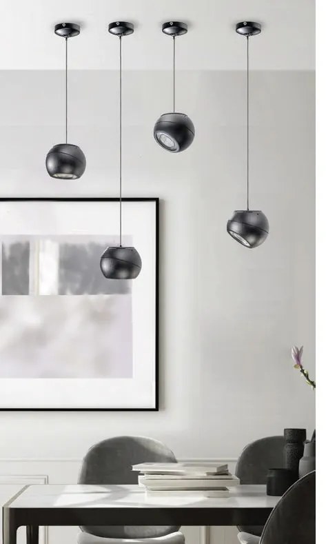 Pendul modern minimalist cu Spot LED directionabil SKYE negru