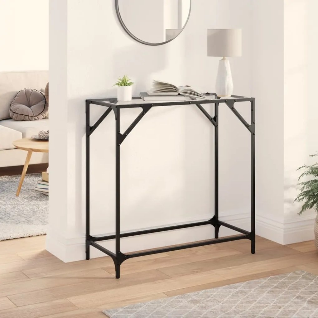 vidaXL Măsuță de cafea, blat din sticlă transparentă, 80x35x81 cm oțel
