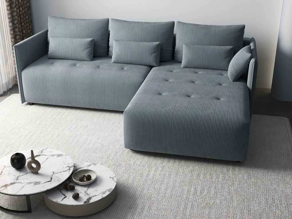 Colțar extensibil dumonde cu ladă de depozitare si sezut confortabil din spuma high-density, Malta Zoom Grey II 235x185 cm