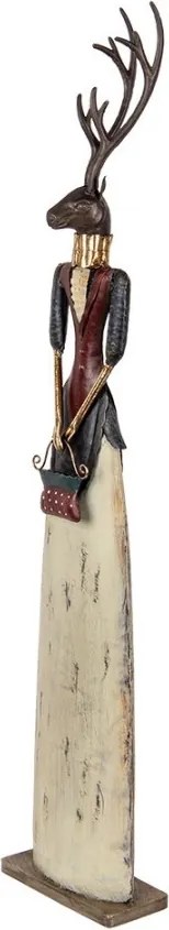 Figurină decorativă vintage cerb din metal, 17x10xH86 cm