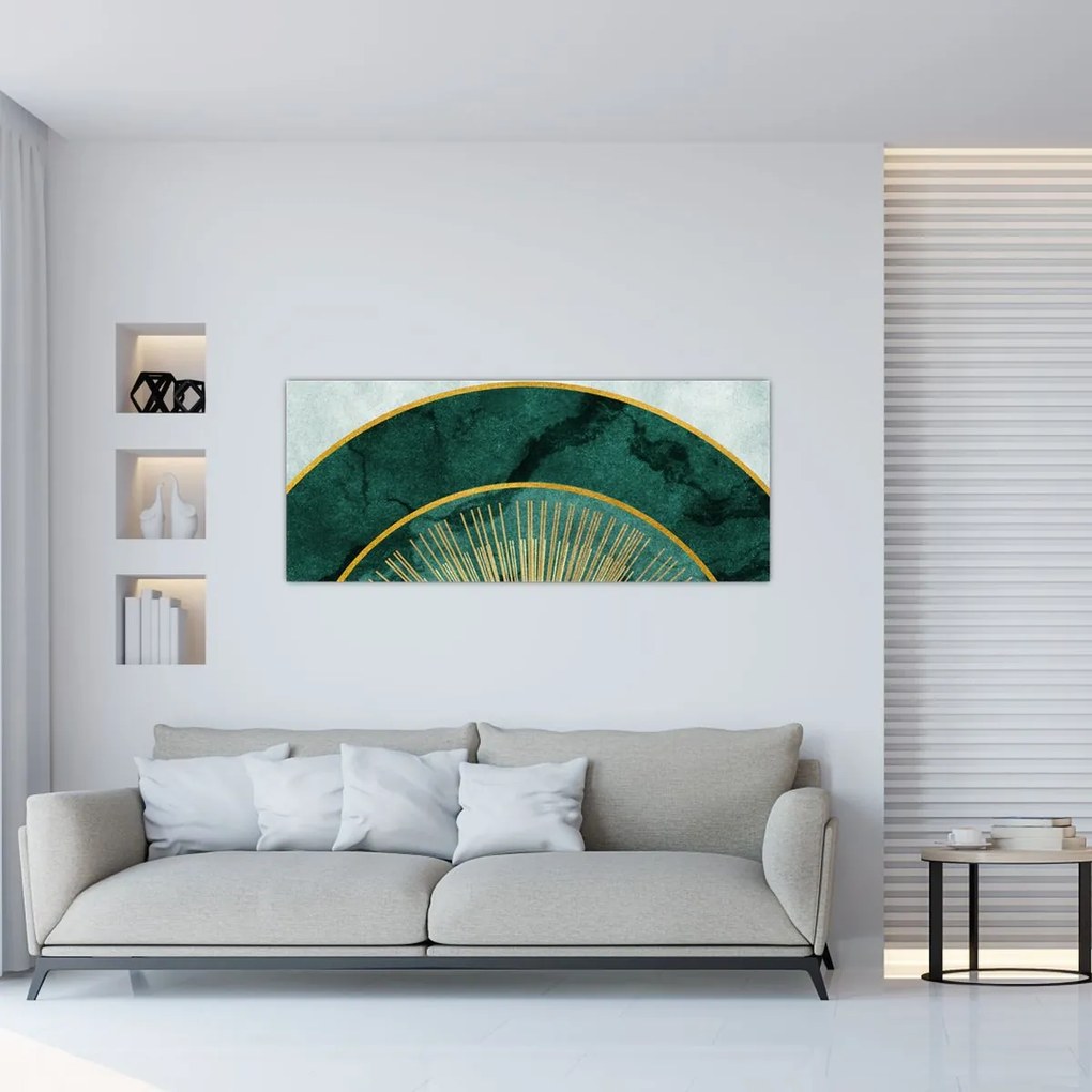 Tablou - Forme cu texturi aurii (120x50 cm)