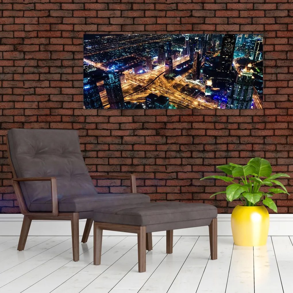 Tablou cu oraș nocturn (120x50 cm)