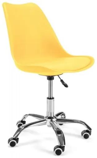 Scaun de birou pentru copii, rotativ, galben, max 125 kg, 44x40x80/90 cm