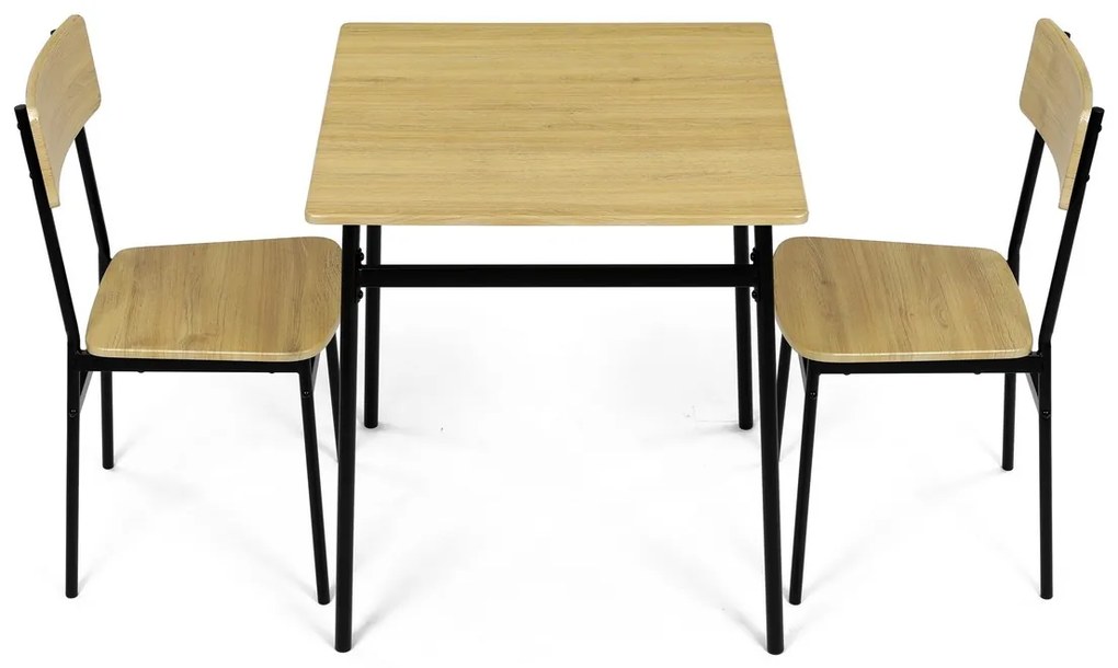 Set de masă Industrial cu 2 scaune, 70 x 70 x 76cm, stejar sălbatic