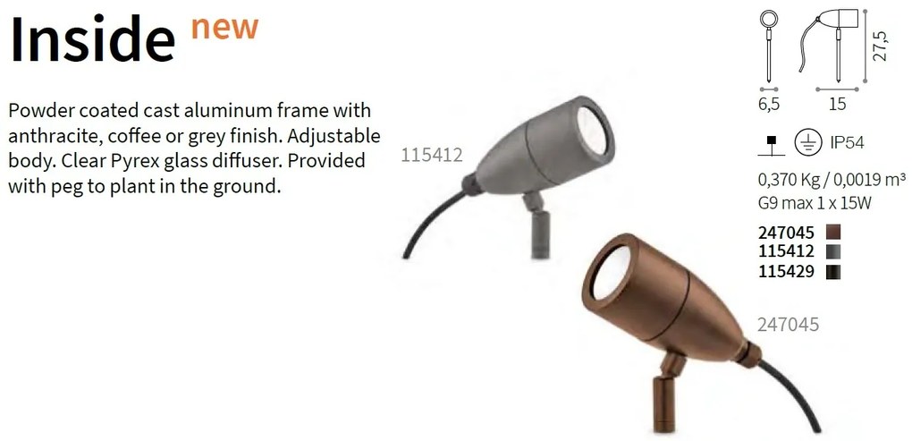 Tarus cu proiector IP54 INSIDE PT1 COFFEE 247045 IDL