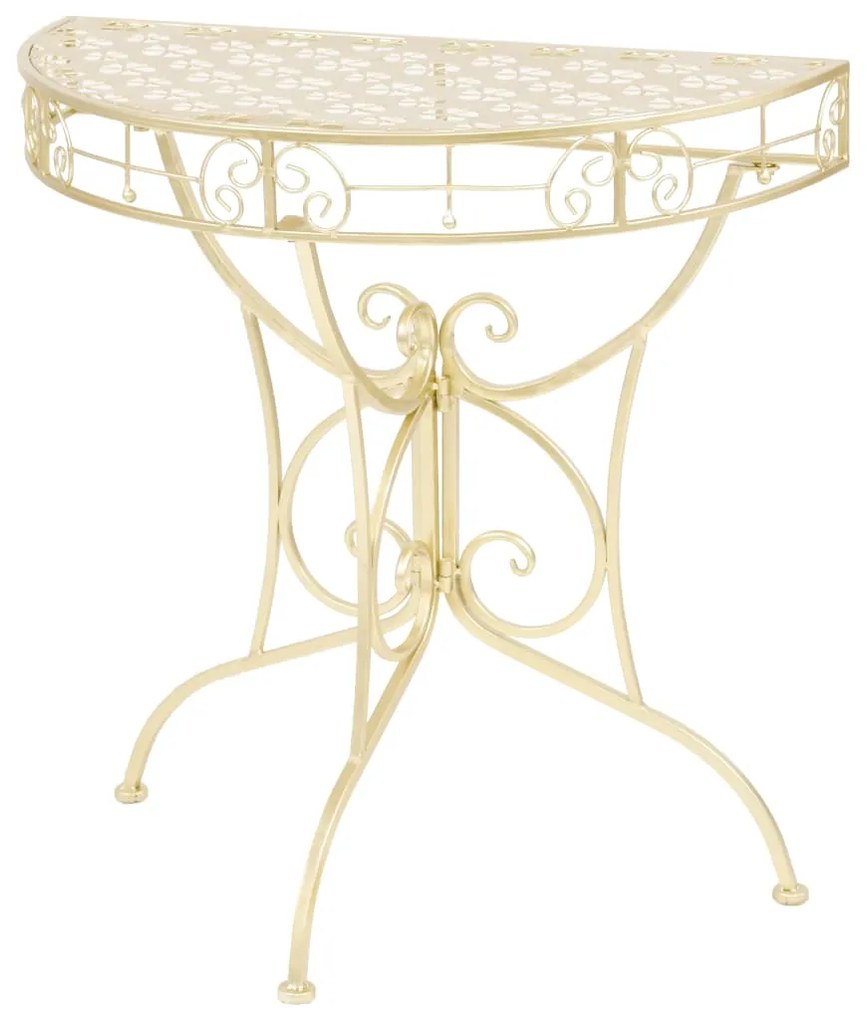 245930 vidaXL Masă laterală stil vintage semirotundă metal 72x36x74 cm auriu