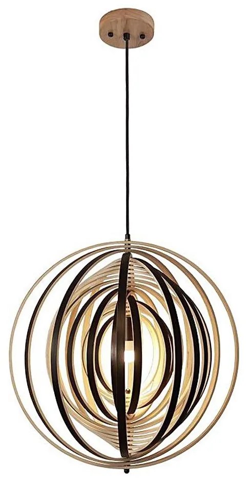 Lustră suspendată din lemn cu cablu, 1xE27/60W/230V, Ø 50 cm, lemn masiv/furnir/lemn de cauciuc