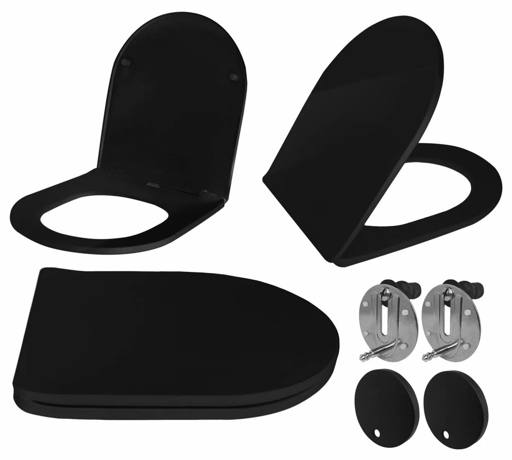 Capac wc Carlo Flat Uf negru mat