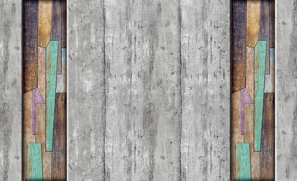 Fototapet - Gri și colorate scănduri din lemn (152,5x104 cm), în 8 de alte dimensiuni noi