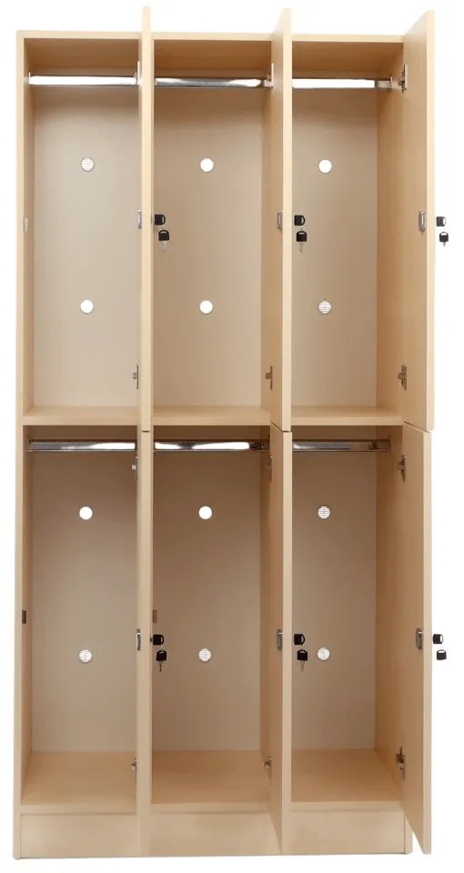 Dulap din lemn Visio - 6 cutii, 90 x 45 x 185 cm, broasca cilindrica, artar
