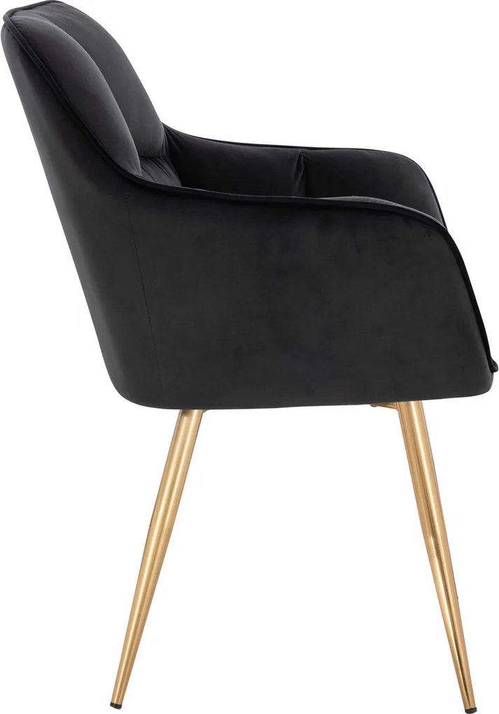 HR550 Scaun Neagră Catifea cu Bază Aurie